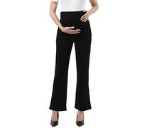 Maternity Trouser Style Pants Comfortable Stretch Over-Bump Women Pregnancy Casual Capris for Work, Trouser Style - Black, 12-14