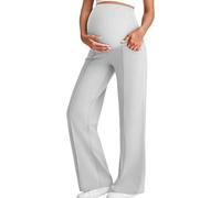 Maternity Trousers Stretchy Pregnancy Yoga Pants Lounge High Waisted Wide Leg Work Trouser Belly Pregnancy Wide Leg Trousers Sweatpants with Pockets Fall Winter Gray