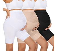 Maternity Underwear Over Bump, Womens High Waist Mid-Thigh Pregnancy Shapewear Seamless Boyshorts Panties for Under Dresses, Black,nude,white, Medium