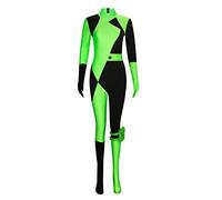 Materuis Shego Costume Bodysuit Female Kim Possible Cosplay Outfits Zipper Halloween Elastic Spandex Jumpsuit Adult Size (Large)