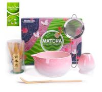 Matesen Matcha Set Pink, 5-Piece Matcha Broom Set, Premium Starter Set, Matcha Tea Set with Strainer Chawan and Broom, Accessories for the Traditional Matcha Tea Set for Friends and Family