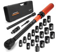 Matework 1/2-Inch Drive Torque Wrench Set 22PCS, 10-160FT.LB/10-227Nm, Click Torque Wrench Socket Set, 72-Tooth Dual-direction, ±3% Precision Adjustable Torque Wrench for Lug Nut, Bicycle, Moto, Car