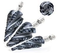 Matework M35 Cobalt Step Drill Bit Set, Four Spiral Flute Step Bit (1/8"-7/8") Wear-Resistant TiAlN Coated, 1/4" Hex Shank Unibit for Metal, Wood, Stainless Steel, Plastic (3Pcs, 20 Size)