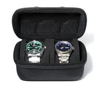 MATGEUT watch travel case,Hard portable 2 slots Watch Roll Travel box - Storage Organizer fit large &small watches(black lining, 2 slots)