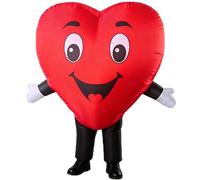 MatGui Inflatable Red Heart Costume for Adults | Cute Smiling Heart Blow Up Costume, Valentine's Day Halloween Funny Fancy Dress Cosplay Party Outfit