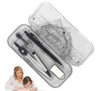 Math and Geometry Set - Student Compass Kit, Measuring Tool Box | Durable Stationery Set with Rubber, Triangle, Mechanics, Exercise Case