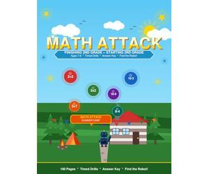 Math Attack: Summer Camp - Finishing 2nd Grade, Starting 3rd Grade: Timed Math Drills, Answer Key & Find the Robot! | Ages 7-8