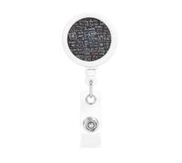 Math Backdrop Retractable Badge Reel Heavy Duty Badge Holder with Belt Clip Retractable Lanyards ID Card Holder with Keychain Name Badge Clips for Office Nurse Employee