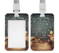 Math Badge Holder Vertical ID Badge Holder with Lanyard, Durable ABS Plastic - Waterproof Name Tag for Office, Teacher& Nurses