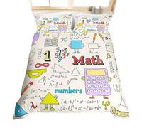 Math Bedding Set Math Equations Axis Art Comforter Cover for Kids Toddler,Compasses Calculator School Supplies Duvet Cover Single,Mathematics formula School Educational Dorm Room Decor
