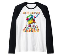 Math Blocks Genius Funny Blocks Bricks Lovers Master Builder Raglan Baseball Tee