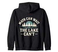 Math Can Wait The Lake Can’t Funny Kids Fishing Zip Hoodie