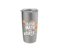 Math Cat Lover Funny Math Teacher I Love Math and Cats Stainless Steel Insulated Tumbler