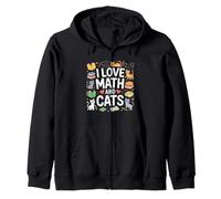 Math Cat Lover Funny Math Teacher I Love Math And Cats Zip Hoodie
