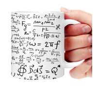 Math Coffee Mug - 330ml Color-Changing Heat-Sensitive Cup | Ceramic with E=mc² Design, Comfortable Handle, Fun Science Gift | Ideal for Teachers, Office, Or Breakfast Use