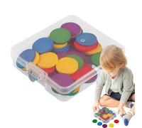 Math Counting Tokens - Quantity Practice Circle , 50 Round Wooden Counting Tokens, Assorted School Calculation Handling Units, Study Disc Markers Set