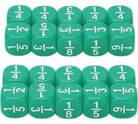 Math Dice Set, 20Pcs Fraction Dice, Plastic Place Value Dice, Math Fraction Dices Lightweight 6 Sided Multi Faceted Table Game Accessories, 0.63 x 0.63 x 0.63in