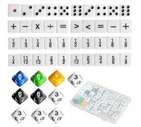 Math Dice Set, 50pcs 16mm Acrylic Teaching Cubes with 10pcs Number Dice, 10pcs Dot Dice, 10pcs Operation Cubes, 10pcs Break Dice and 10pcs 10 Page Educational Games for