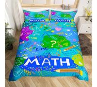 Math Duvet Cover Computing formula Bedding Set for Kids Boys,Watercolor Geometry Art Comforter Cover Numbers Mathematics formula Bed Set Single,Back To School Supplies Dorm Room Decor