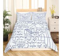 Math Equation Duvet Cover King Mathematics formula Bedding Set for Boys Girls Science Theme Comforter Cover Math Geometry Science Bedspread Cover Science formula Axis Art Style Bedding