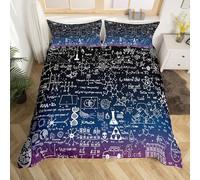 Math Equation Duvet Cover Mathematics Formula Biology Bedding Set Math Geometry Science Comforter Cover for Boys Girls Teens Galaxy Bedspread Cover Junior/Cot Bed Size