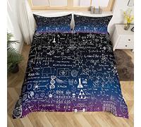Math Equation Duvet Cover Mathematics Formula Biology Bedding Set Math Science Comforter Cover for Boys Girls Teens Galaxy Bedspread Cover Double Size