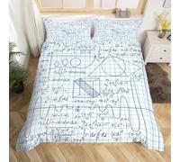 Math Equation Single Duvet Cover Set Mathematical Equations Bedding Bed Set Soft Breathable Microfiber 3D Quilt Covers 150 x 200 cm with Zipper Closure and 2 Pillowcases Easy Care c-3159