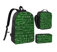 Math Equations Formulas,Student Backpack,Lunch Bag,Pencil Case 3 Piece Set
