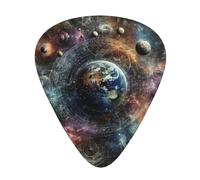 Math-Equations-Planets 12 Pack Guitar Picks With 3 Thicknesses And Storage Box, Abs Plectrums For Electric Bass Guitar Players