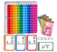 Math Flash Card Set for Children, Set of 288 Math Flash Cards with Hidden Answers (Add, Subtraction, Multiplication, Division) with Pythagorean Board Popit Interactive Board