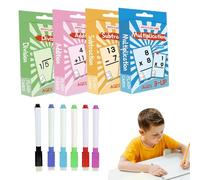 Math Flash Cards - 144X Colorful Elementary Study Cards for Kids | Rewritable Math Facts Game for Boys and Girls Ideal for Classroom, Home Learning Practice and Fun Mathematics Skills Development