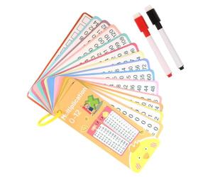 Math Flash Cards Double Sided Educational Hole Punched Cards | Subtraction Write Wipe for Kids Kindergarten First Grade Second Grade Homeschool Classroom Learning Math Multiplication A