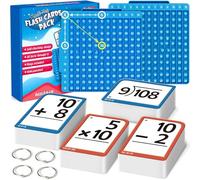 Math Flash Cards + Math Board - Multiplication Flash Card Times Table Chart, Math Manipulatives Division, Addition, Subtraction Math Games Toys for Kids, 1st, 2nd, 3rd, 4th, 5th, 6th Grade