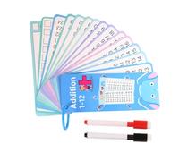 Math Flash Cards, Math Flash Cards - Game Adding Subtraction Multiplication Division,Clear Double-Sided Punched Cards Erases for Kindergarten at Home