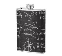 Math Formula,304 Stainless Steel 8oz Flask Pu Leather Case, Pocket Flagon Outdoor Flat Liquor Flask