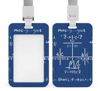 Math Formula Badge Holder with Lanyard - Waterproof Hard Plastic ID Card Holder Professional Name Tag Vertical ID Card Name Badge for Office Nurse Doctor Teacher