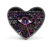 Math Formula Button Pin Heart Shape Alloy Lapel Pins Badges Novelty Funny Enamel Pins Personalized Pinback Button Badges Cute Heart Brooche for Jackets Bags