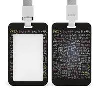 Math Formula ID Badge Holder Waterproof Card Protector Push-Pull Slot Work ID Card Holder with Lanyard Personalized Detachable Card Holders for Office Corporate Use