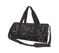 Math Formula Large Round Travel Duffle Bag, Full-Print Canvas Weekender with Padded Lining, Multiple Pockets,Detachable Shoulder Strap and Soft Leather Handles