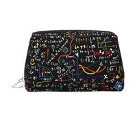 Math Formula Leather Toiletry Organizer Bag, Travel-Friendly Makeup Pouch for Women