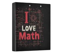 Math Formula Love Black Blue 3 - Ring Binders with 1.57" Round Rings Fit 200 Sheets of 8.5x11 Inches Paper for Home School Office Meeting Classroom, 12.4x10.63x2.36 Inches