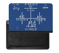 Math Formula Passport Holder with 3 Card Slots, Portable PU Leather Travel Wallet, Slim Protective Cover for Passport, ID, Credit Cards