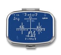 Math Formula Pill Box 2 Compartment - Small Metal Medicine Organizer Portable Pill Case for Purse Pocket Travel Vitamin Organizer for Men Women, BPA-Free