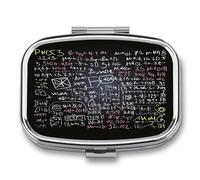 Math Formula Pill Organizer with 2 Compartments Metal Square Pill Case Small Pill Box Portable Medicine Box Slim Travel Pill Container Medicine Organizer for Daily Use
