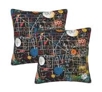 Math Formula Plus Throw Pillow Cases 2 Pack Square Pillowcases Soft Pillow Protectors with Zipper for Couch Livingroom Sofa Bed Office Car,50x50 CM