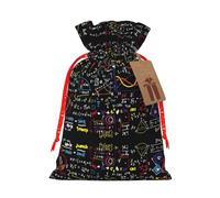 Math Formula Print Christmas Drawstring Gift Bag, Burlap Favor Pouch For Birthday And Holiday Celebrations-S Size
