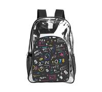 Math Formula Print Clear Backpack Large Capacity Travel Hiking Work See Through Bookbag with Pocket