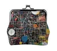 Math Formula Print Coin Purse, Faux Leather Coin Purses with Kiss Lock, Makeup Bag for Women and Girls, Coin Wallet for Cash, Coin, Key, Lipstick