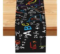 Math Formula Print Decorative Linen Table Runner for Everyday Dining Wedding Party Holiday Home Decor