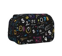 Math Formula Print Double Clamshell Pen Case, Zipper Pockets, Large Capacity For Art Supplies & Travel